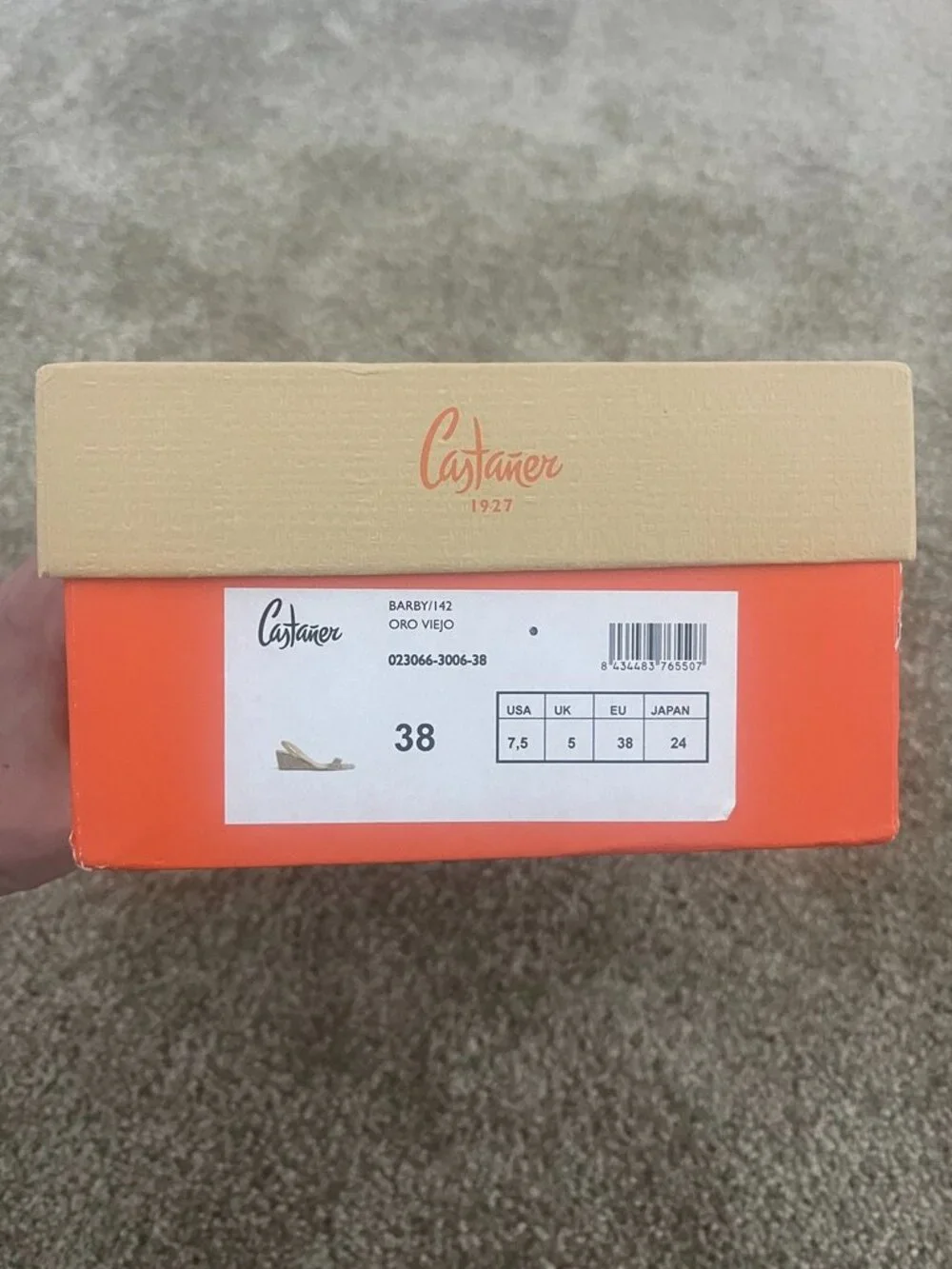 NWT Castañer Barby 142 Metallic Gold Espadrille Wedge Sandals EU 38 / US 7.5